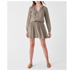 Faherty Montara Leaf Batik Printed Blouson Mini Dress Size XXL NWT